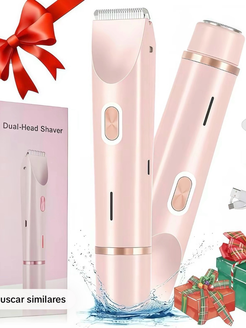 Dual-Head Pink Personal Shaver - Portable Rechargeable